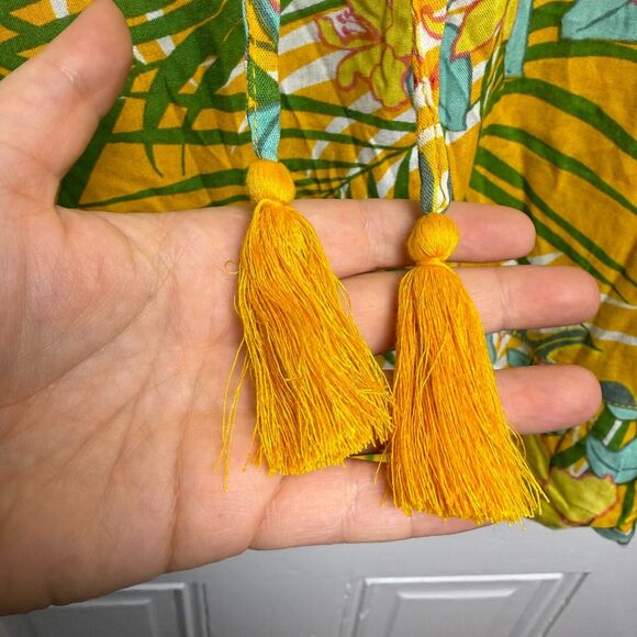 Vacation Coverup Womens Yellow Tropical Flutter Sleeve Beach Hibiscus Flowy - Picture 3 of 8